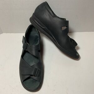 Durea Holland Black Leather Comfort Arch Support Sandals